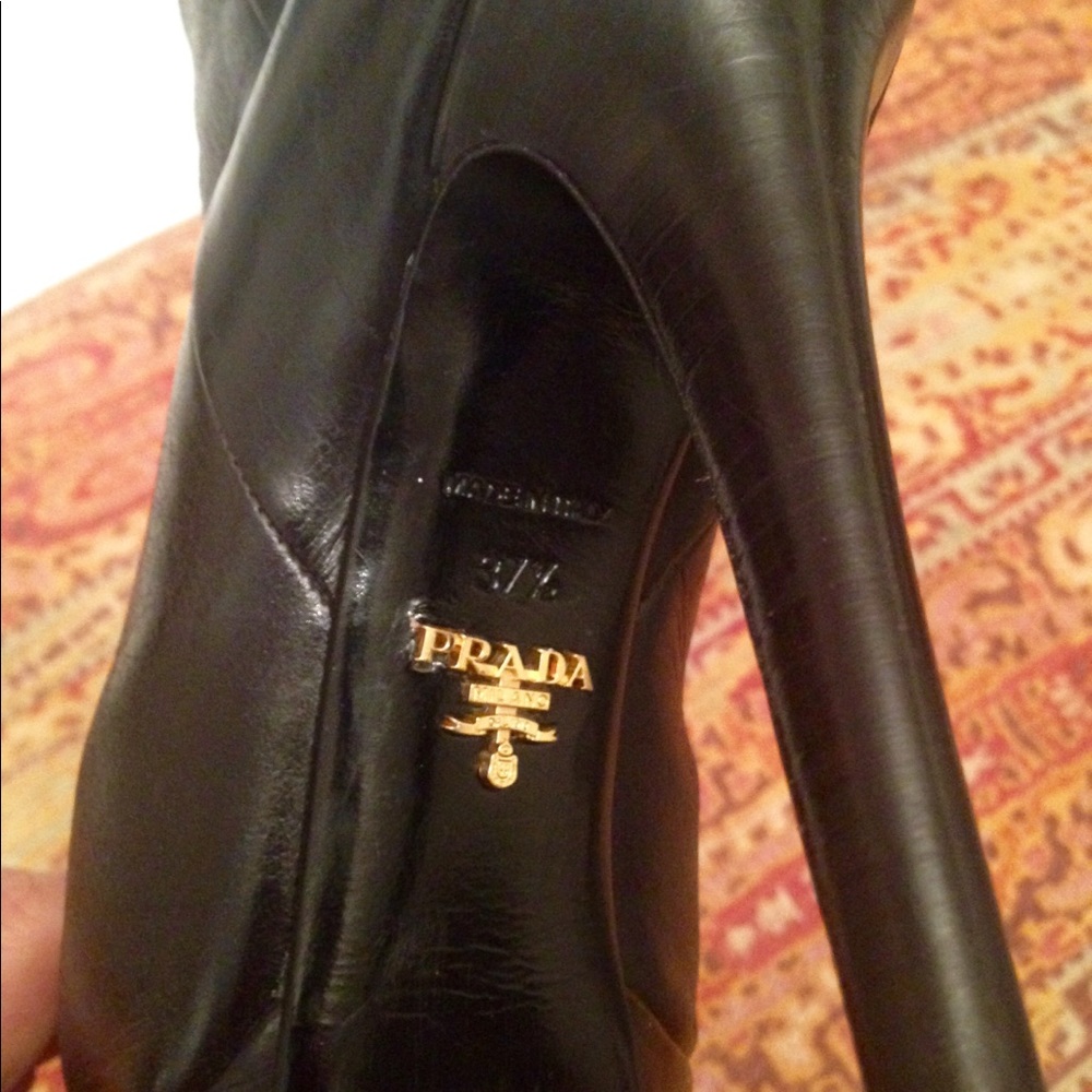 Prada black leather boots